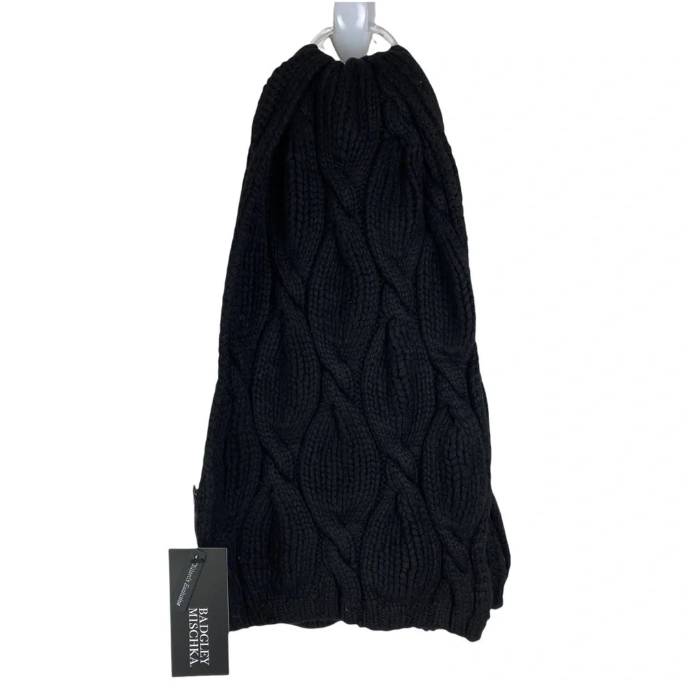 Badgley Mischka Women's‎ Black Hourglass Cable Knit Scarf 15